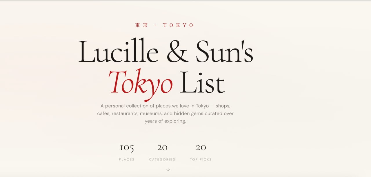 Lucille & Sun&rsquo;s Tokyo List